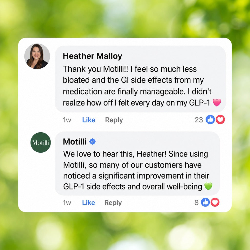 Facebook comment from Heather Malloy thanking Motilli