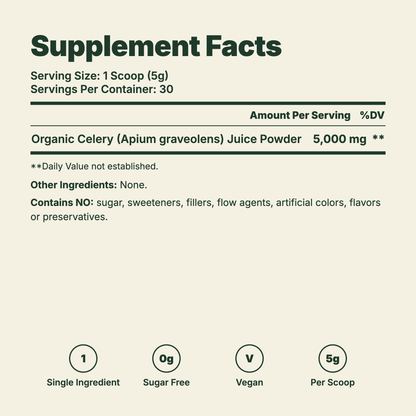 Motilli Organic Celery Juice Powder Supplement Facts