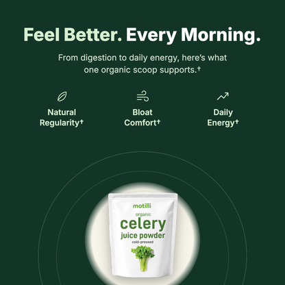Feel better every morning with Motilli Celery Juice Powder