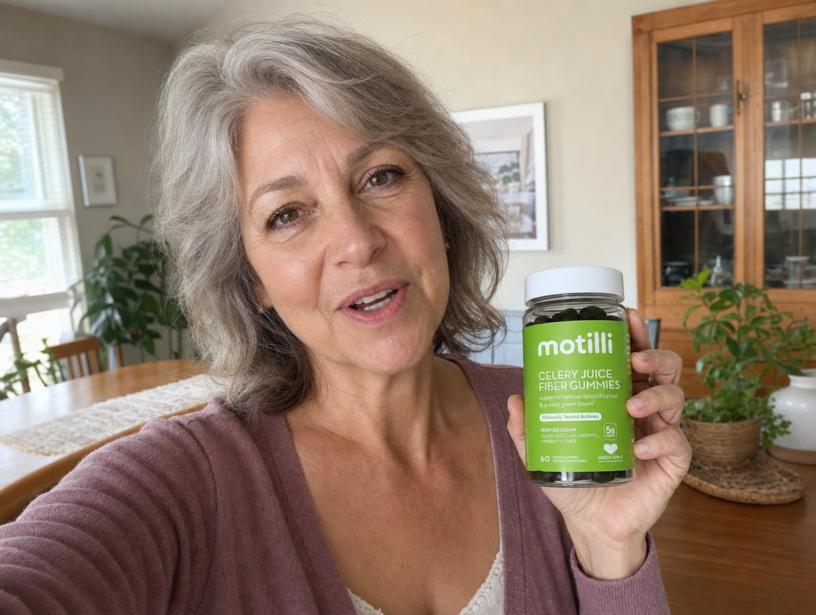 Woman over 50 holding Motilli