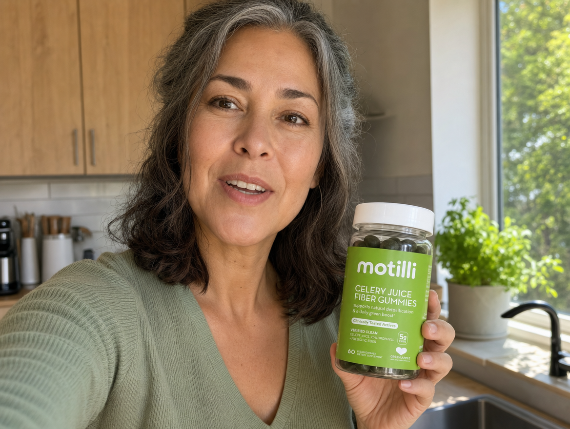 Woman over 50 holding Motilli